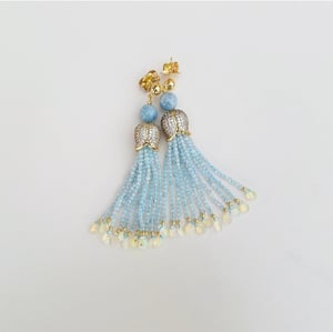 Aquamarine & Opal Tassel Earrings