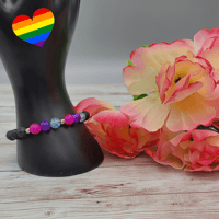 Image 1 of Bisexual Flag Lava Bead Bracelet