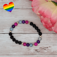 Image 2 of Bisexual Flag Lava Bead Bracelet