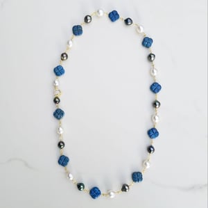 Lapis Clover & Pearl Necklace