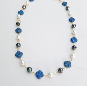Lapis Clover & Pearl Necklace