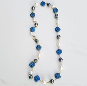 Lapis Clover & Pearl Necklace