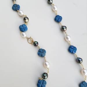 Lapis Clover & Pearl Necklace