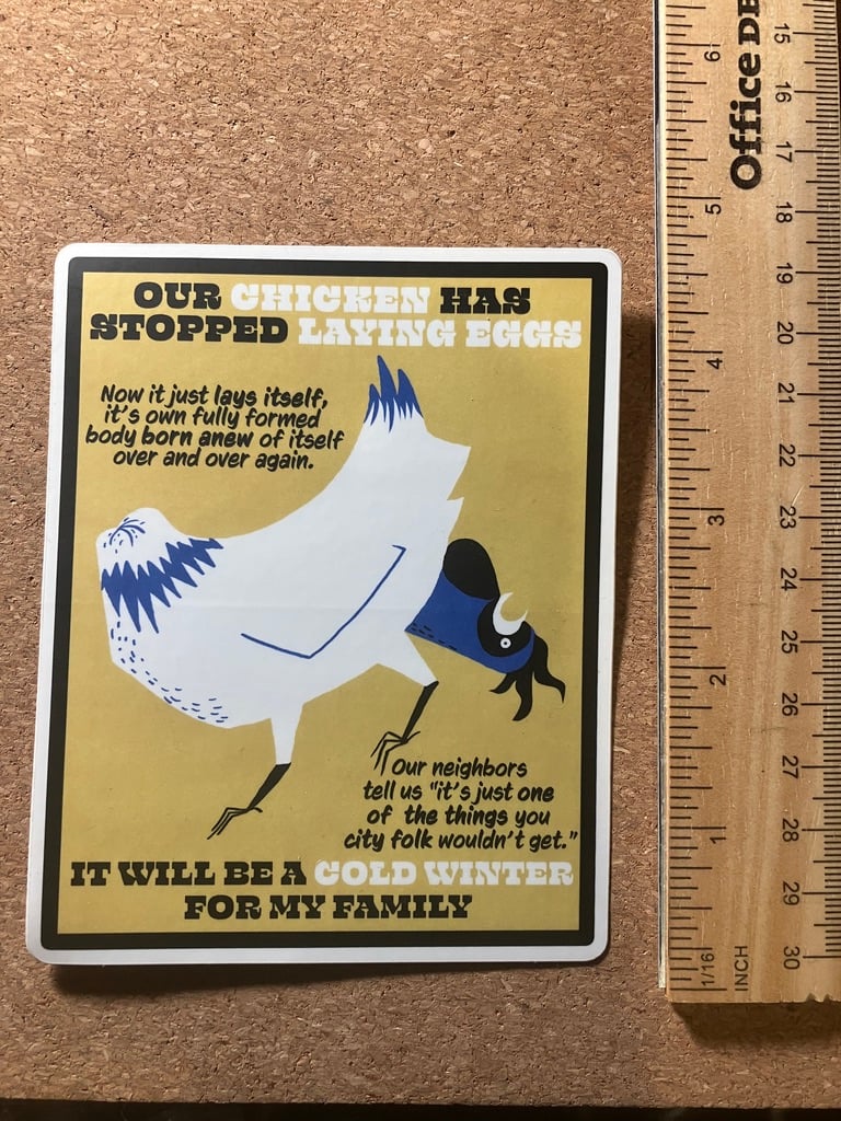 Image of self laying chicken sticker