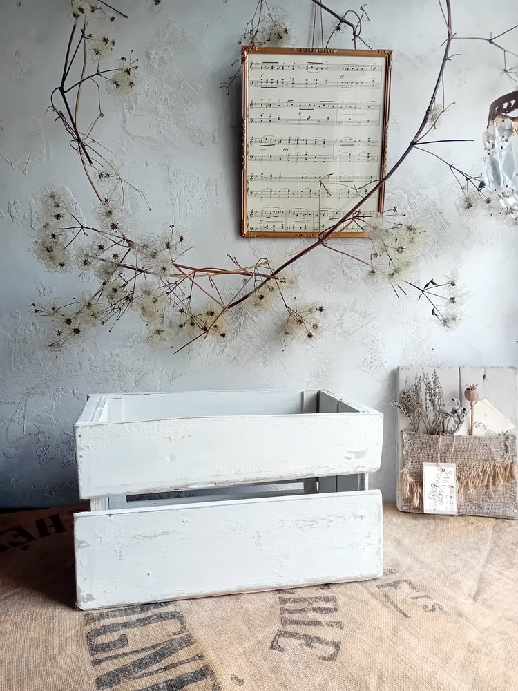 Image of Handmade Vintage Timber Rustic Country Painted Crate Storage Box