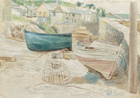 Image 1 of Vintage Watercolour Coverack Cornwall 1962