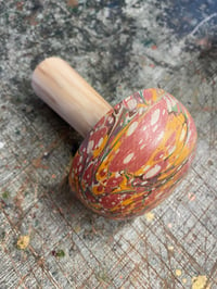 Image 1 of Hand Marbled one-of-a-kind Wooden Marbled Toadstool No.1 