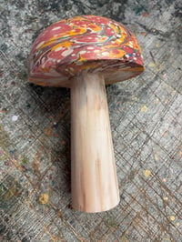 Image 2 of Hand Marbled one-of-a-kind Wooden Marbled Toadstool No.1 