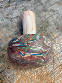 Image 1 of Hand Marbled one-of-a-kind Wooden Marbled Toadstool No.4