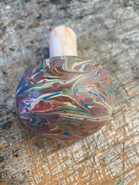 Image 4 of Hand Marbled one-of-a-kind Wooden Marbled Toadstool No.4