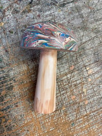 Image 2 of Hand Marbled one-of-a-kind Wooden Marbled Toadstool No.4