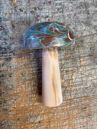 Image 2 of Hand Marbled one-of-a-kind Wooden Marbled Toadstool No.5