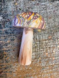 Image 3 of Hand Marbled one-of-a-kind Wooden Marbled Toadstool No.6