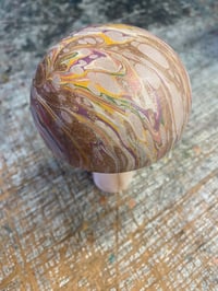 Image 2 of Hand Marbled one-of-a-kind Wooden Marbled Toadstool No.8