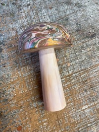 Image 5 of Hand Marbled one-of-a-kind Wooden Marbled Toadstool No.8