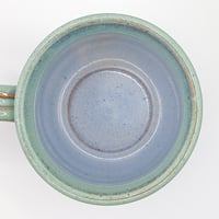 Image 4 of Chunky rippled mug. Green on Blue