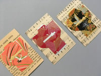 Image 2 of Japanese Kimono Crane Original ACEO Art Mixed Media Collage Swirl Paper Set of 3