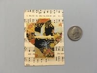 Image 4 of Japanese Kimono Crane Original ACEO Art Mixed Media Collage Swirl Paper Set of 3