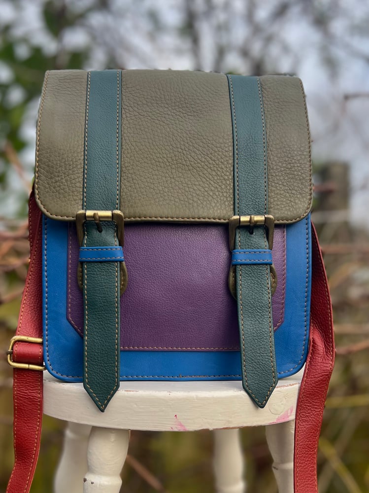 Image of Harlequin Collection - Recycled Coloured Leather Satchel #42A