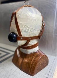 Image 3 of Leather Training Harness Gag - Version 2 (Brown Leather)