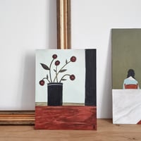 Image 4 of Original Painting - Dark Red Flowers In A Vase Illustration 