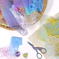 Image 5 of Lace Organza Chiffon Pastel Fabric Mix