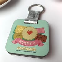 Image 3 of Personalised Pocket Mirror Keyring for Mum's - Vintage Biscuit Tin Design