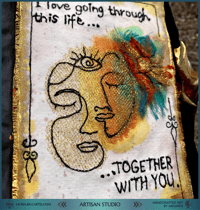 Image 1 of "Together With you" - Handcrafted Textile Greeting Card ┃Mixed Media Art