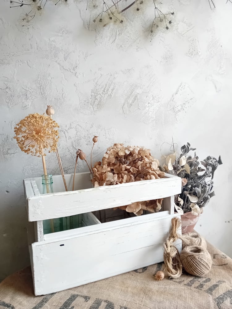 Image of Handmade Vintage Timber Rustic Country Painted Cubby Shelf Crate Box