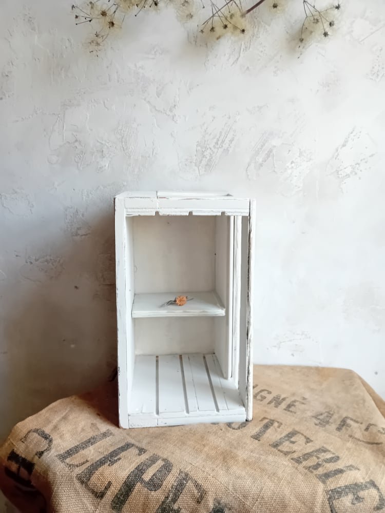 Image of Handmade Vintage Timber Rustic Country Painted Cubby Shelf Crate Box