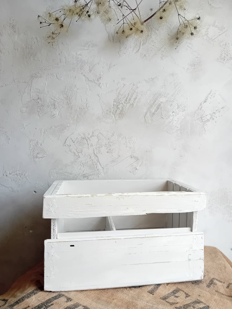 Image of Handmade Vintage Timber Rustic Country Painted Cubby Shelf Crate Box