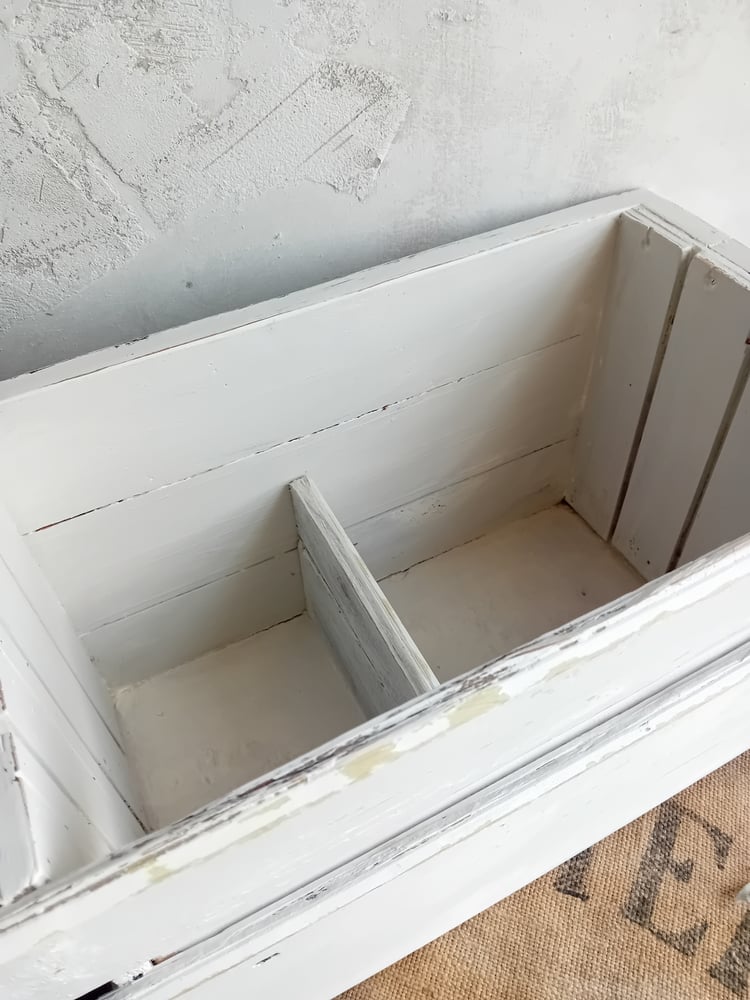 Image of Handmade Vintage Timber Rustic Country Painted Cubby Shelf Crate Box