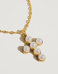 Image 1 of Faith Pearl Cross Necklace