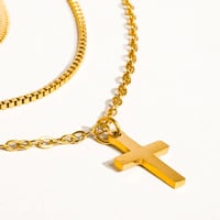 Image 3 of Georgine Layered Cross Necklace   