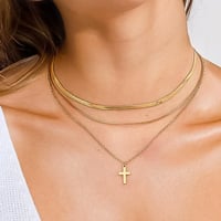 Image 1 of Georgine Layered Cross Necklace   