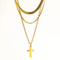 Image 4 of Georgine Layered Cross Necklace   