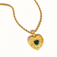 Image 1 of Akira Green Cz Heart Necklace