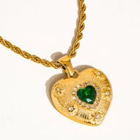 Image 2 of Akira Green Cz Heart Necklace