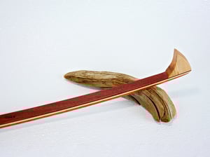 Image of Handcrafted Wooden Backscratcher, Exotic Wood of Bubinga and Mahogany with Maple Accent