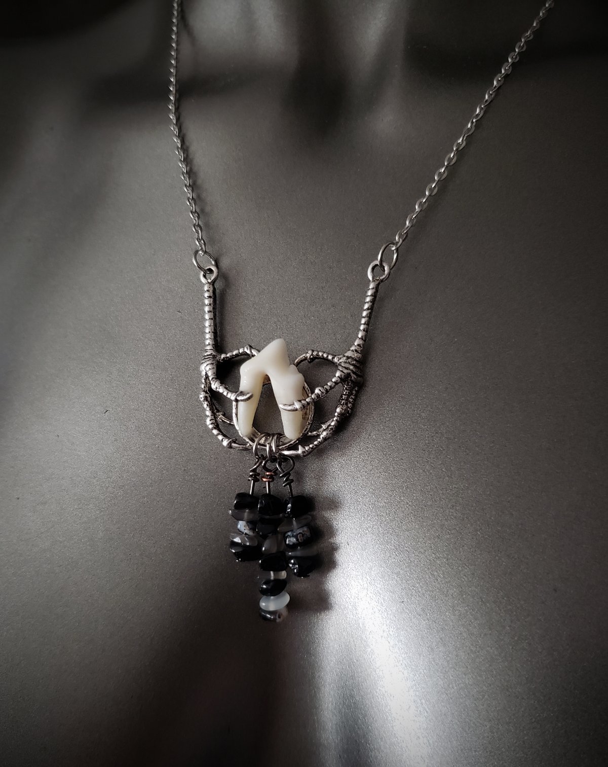 Image of Wolf Tooth and Gemstone Necklace