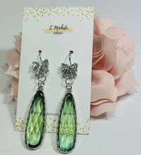 Image 1 of Rhinestone Bow w Olive Drop Earrings