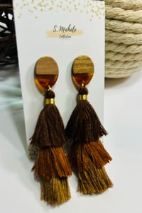 Image 2 of Caramel Tiered Tassel Drop Earrings