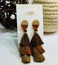 Image 1 of Caramel Tiered Tassel Drop Earrings