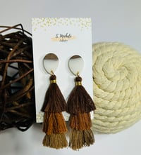 Image 1 of Caramel Creme Tiered Tassel Drop Earrings