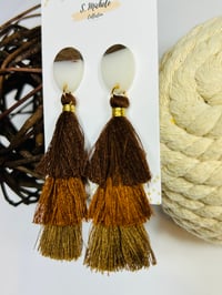 Image 4 of Caramel Creme Tiered Tassel Drop Earrings