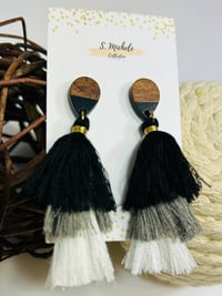 Image 1 of Midnight Sky Tiered Tassel Drop Earrings