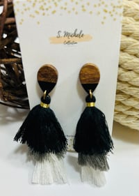 Image 2 of Midnight Sky Tiered Tassel Drop Earrings