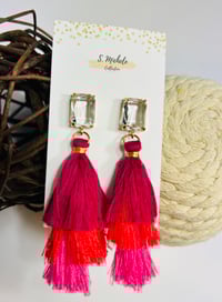 Image 1 of Crystal Gem Tiered Tassel Drop Earrings