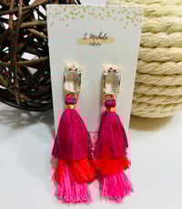 Image 3 of Crystal Gem Tiered Tassel Drop Earrings