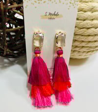 Image 4 of Crystal Gem Tiered Tassel Drop Earrings